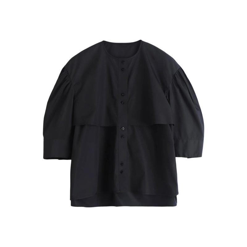 Longmei Women s Loose Fit Round Neck Mid-Sleeve Shirt, Spring/Summer 2026 Collection - JIL Style, Simple Commute Design 38 чёрный