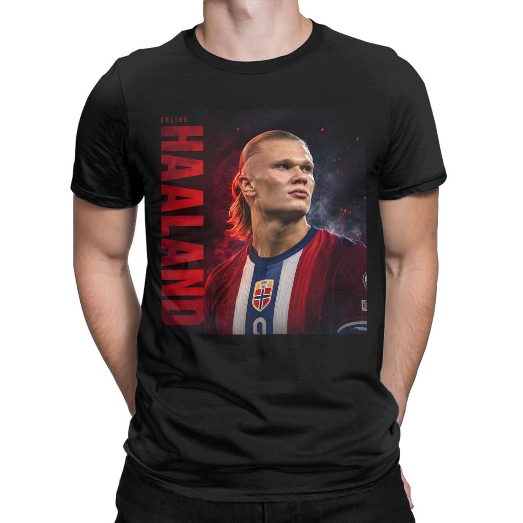 Unisex Unisexs Erling Haaland Cartoon T Shirts Norway 100 Cotton Tops Leisure Short Sleeve Round Neck Tees Gift Idea TShirts