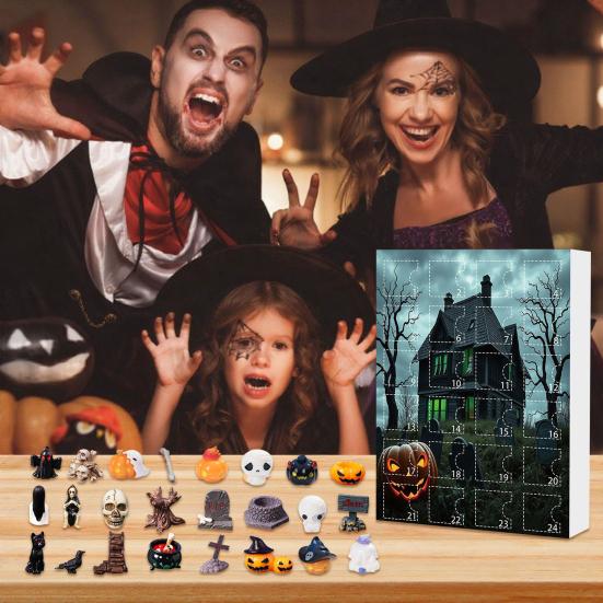 Halloweenský adventní kalendář 24 dní odpočítávání do Halloweenu Dekorace 24 ks Strašidelné panenky Sběratelské figurky Dárky pro děti, teenagery, dospělé