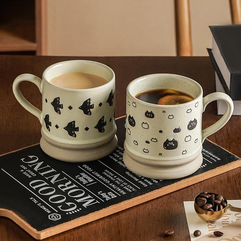 Creative Handcrafted Japanese Retro Coarse Earthenware Coffee Cups Afternoon Tea Household Drinking Cups  High Appeartion Level Ceramic Cups
