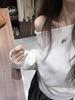Roter Einärmliger Strickpullover für Damen - Herbst/Winter Slim Fit Basic-Oberteil