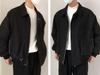 Men's Black Korean Style Loose Lapel Jacket for Spring and Autumn