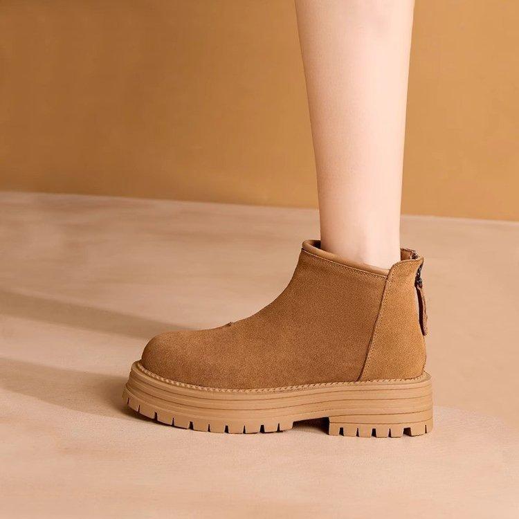 [Ushilai] Retro thick-soled temperament short boots for women's winter 2025 new thick-heeled casual versatile Martin boots