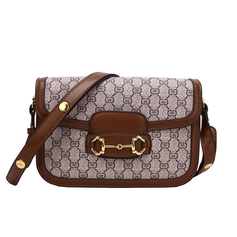 

Женская сумка новая модная универсальная на плечо через плечо с принтом высокая текстура ретро сумка-седло Сумки Small 22cm * 21cm * 16cm