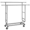 Heavy Duty Clothes Rack, Double Hanging Rod Clothing Garment Rack for Hanging Clothes, Adjustable Height and Extendable Length Clothing Rack with