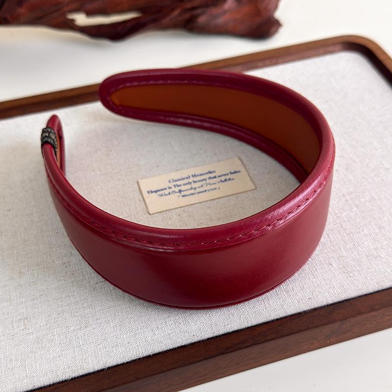 Franse Stijl Haar Hoepel Haarbanden Retro Leer Brede Hoofdbanden Vrouwen Haarband Vrouwelijk Gezicht Wassen Make-up Hoofddeksel Haar Accessoires