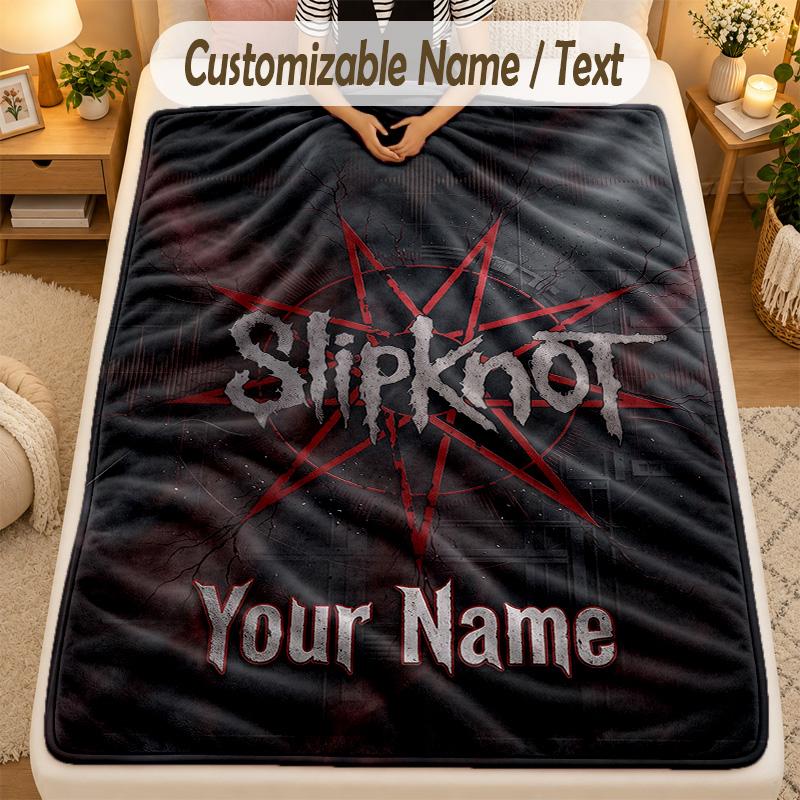 Flannel BlanketSlipknot Custom Name Text Personalized Soft Warm Throw Blanket Home Decor Gift
