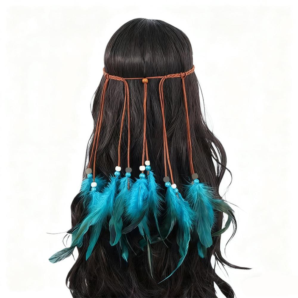 Ethnic Style Beaded Tassel Headband Adjustable Tassel Headdress Bohemian Headband Music Festivals