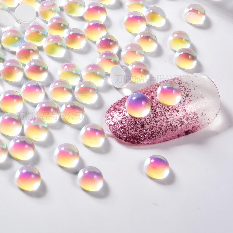 Crystal Glass Mocha Semicircular Pearl Nail Bead Diy Nail Art Man Fish Bead Beauty Mobile Phone Accessories