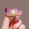 Women Brooch Sparkling Rhinestones Imitation Pearl Flower Shape Lapel Pin Suits Coats Bags Scarves Badge Versatile Accessory