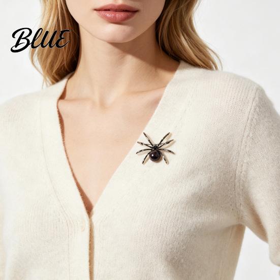 Decorative Coat Brooch Spider Pin for Women Men, Faux Crystal Gothic Alloy Insect Badge Brooch, Halloween Punk Vampire Costume Accessories Cosplay