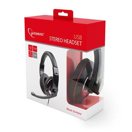 Wired headphones Gembird  HEADSET STEREO USB BLACK/MHS-U-001