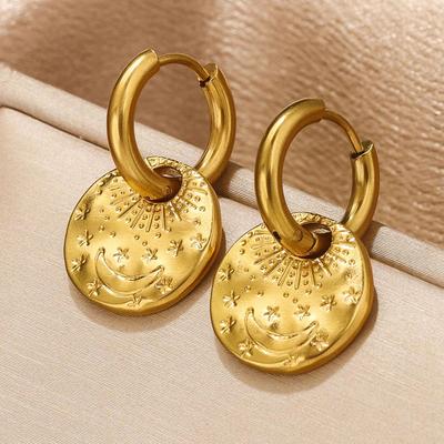 PVD Golden Stainless Steel Hoop Earrings Craftsmanship Mysterious Jewelry Accessories Dangle  Earrings for Women Gift Daily Boho