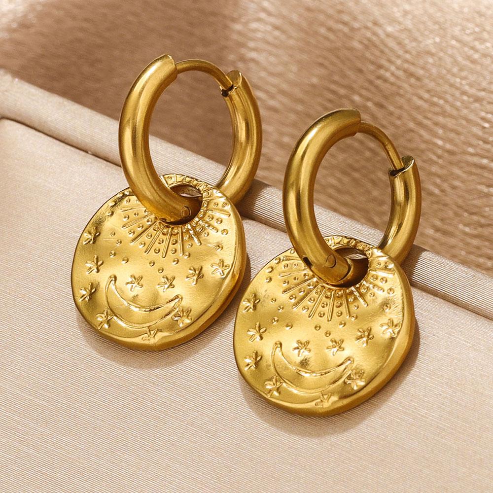 PVD Golden Stainless Steel Hoop Earrings Craftsmanship Mysterious Jewelry Accessories Dangle Earrings for Women Gift Daily Boho