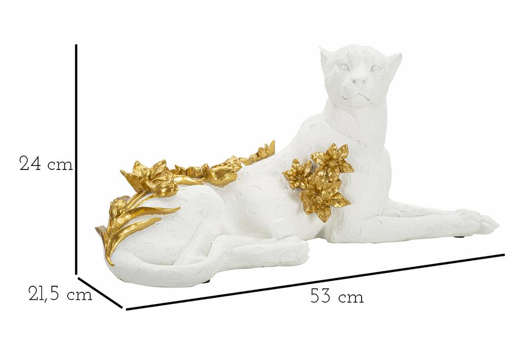 Leopard White Gold 53X21.5X24 Cm