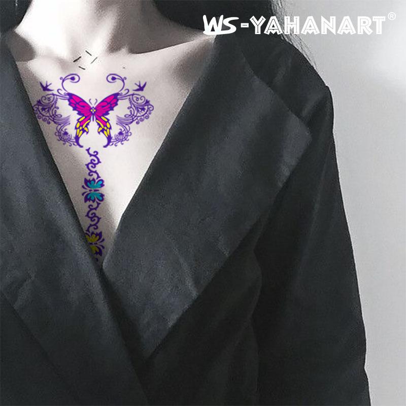 Creative Fluorescent Butterfly Face Tattoo Sticker Nightclub Bar Rose Sticker Flower Arm Waterproof Eco-Friendly Tattoo Sticker