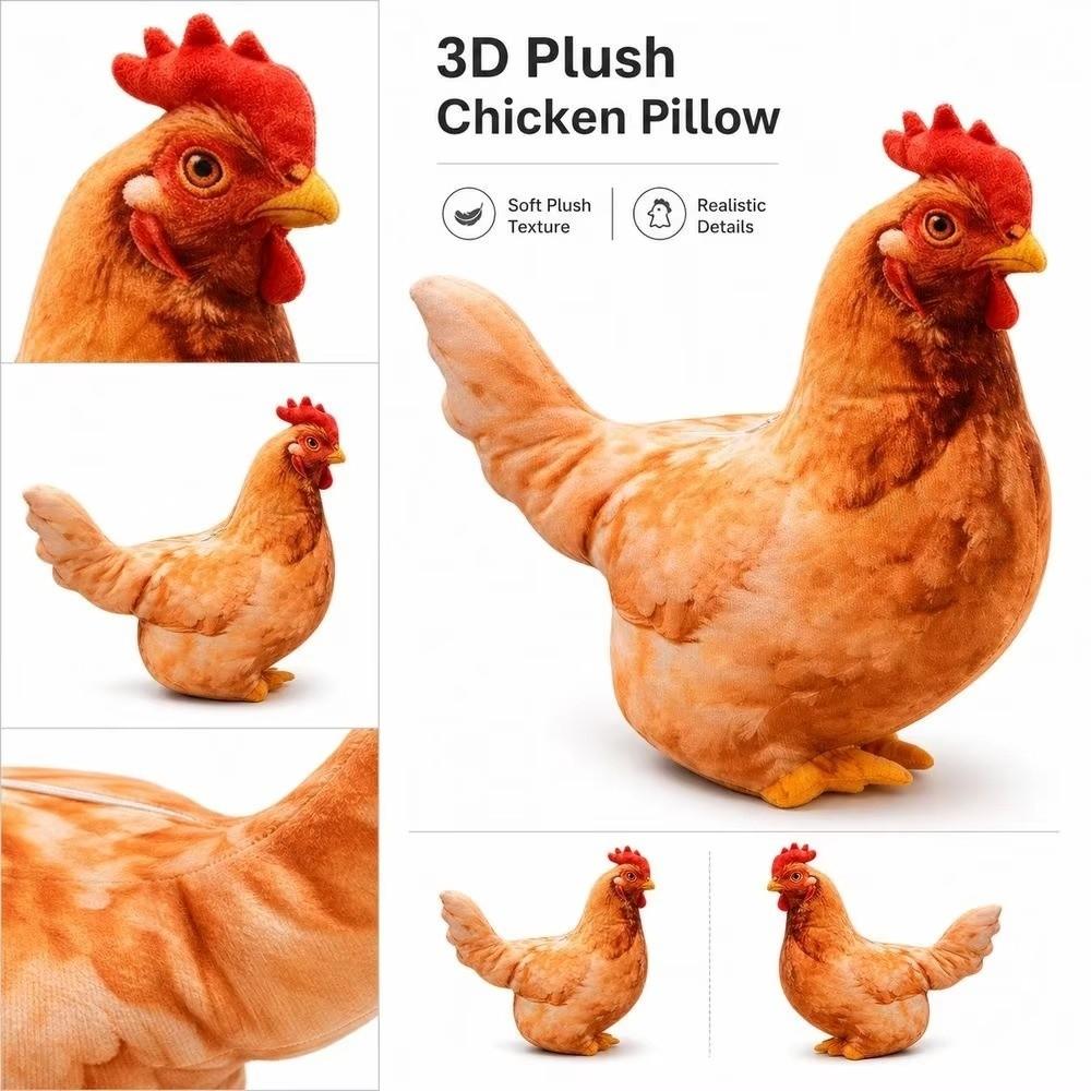 Cute Chicken Stuffed Toy PP Cotton Filled Rooster Plush Toy Kawaii Game Stuffed Doll Kids Toy