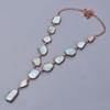 Aquamarine Rough Gemstone Copper Boho Electroformed Birthday Gift Chain Necklace V-23
