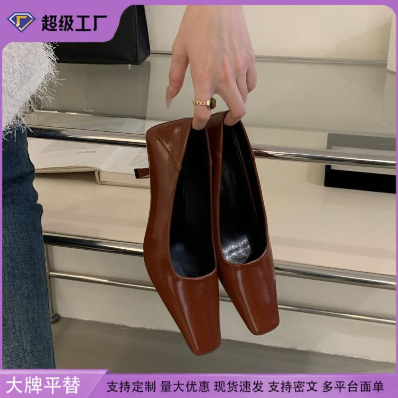 High heels women's stiletto high-end retro French single shoes 2025 spring new women's versatile solid color work shoes