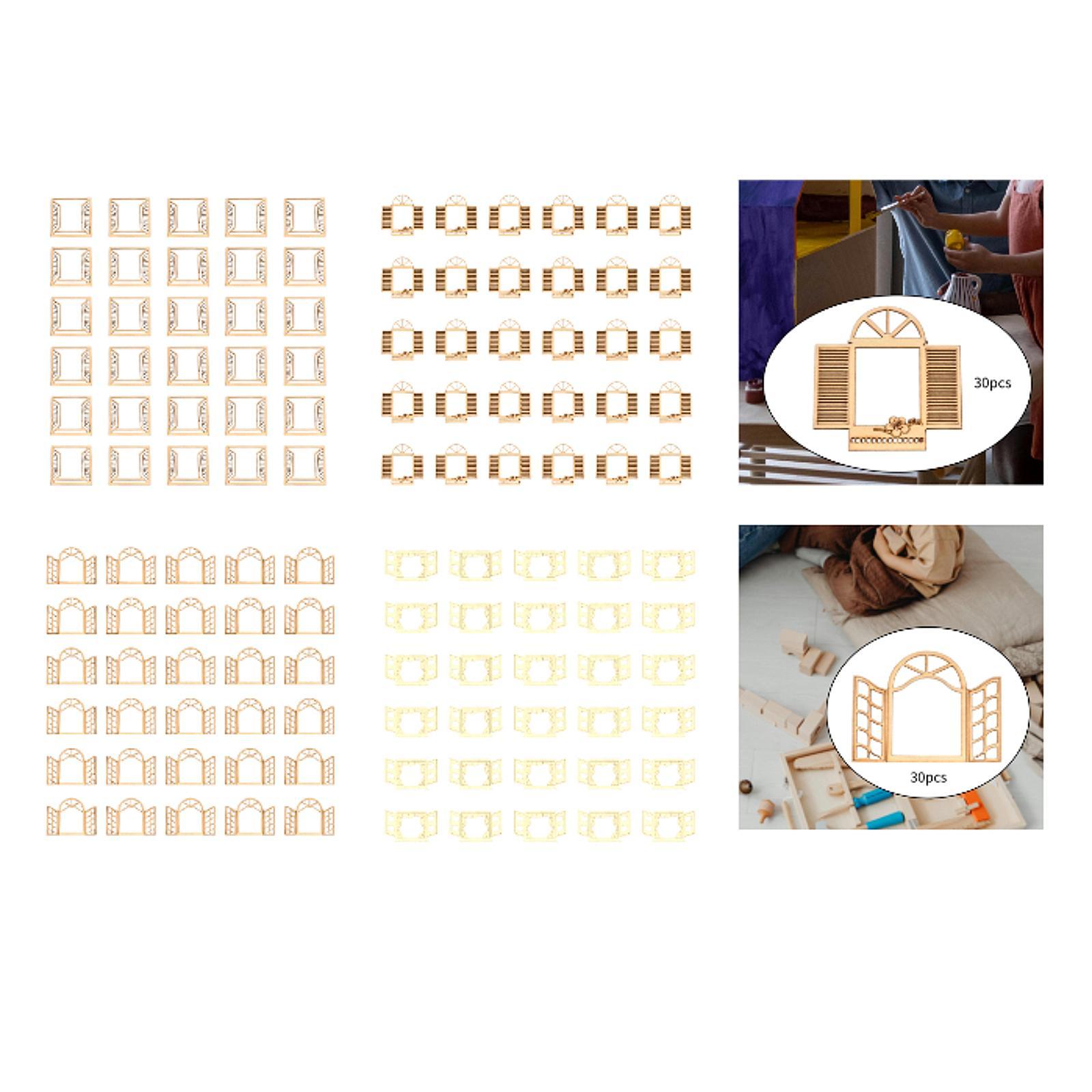 

30x Mini Fairy Doors and Window Wooden Pieces Unfinished Fairy Sign Figurines 8cm