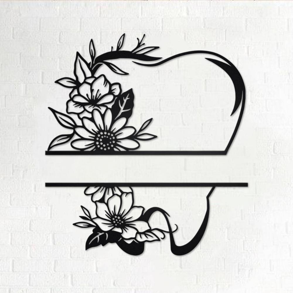 Personalized Metal Sign Floral Silhouette Matte Iron Art Home Decor Wall Hanging Holiday Gift