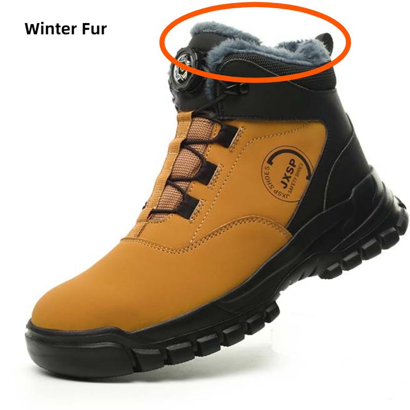rotating button safety shoes anti smash steel toe work boots industrial construction puncture proof autumn winter work shoes
