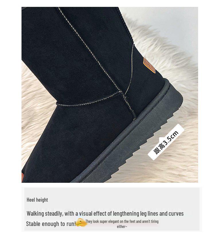 2025 Winter High-Top Snow Boots: Thick-Soled, Cotton-Lined, Fashionable Mid-Calf Design