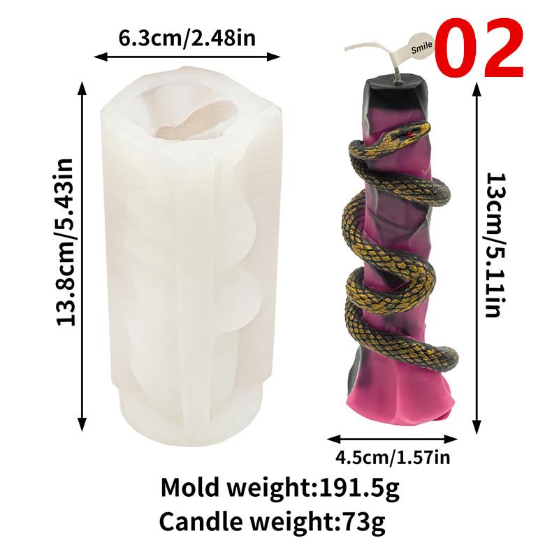 Kerzenständer Silikonform in Schlangenform DIY Schlange gewundenes Relief Schlangenei Rosensäulen-Designs Kerzen Gips Heimdeko