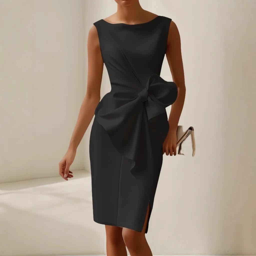 TIFICY Women's Fashion Summer Spring Solid Color Print Sleeveless O-Neck Loose Waistline Casual Dresses