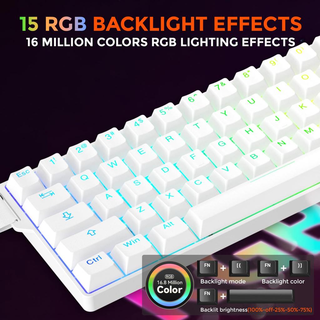 DAREU EK60HE Gaming Keyboard with Rapid 8000Hz Polling Magnetic SOCD English 0.01mm Trigger, Rate, Hot-Swap Switches, Compatible, Tenkeyless, 60%