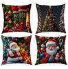 Cartoon Weihnachtsmann Polyester Kissenbezug Weihnachten Sofa Kissenbezug Zuhause Feiertag Bedruckter Kissenbezug