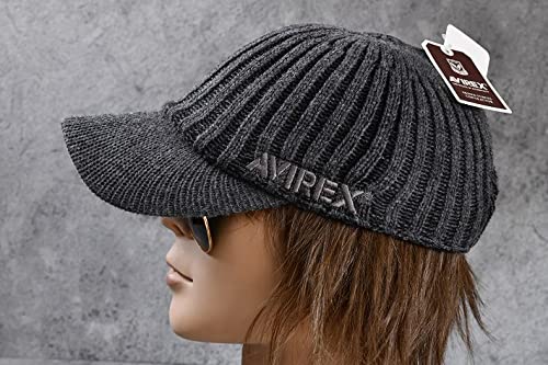 AVIREX Knit Cap, 14986700, Men's and Women's, Black and Gray, Military, American Casual, Streetwear, Outdoor (Gray (85))