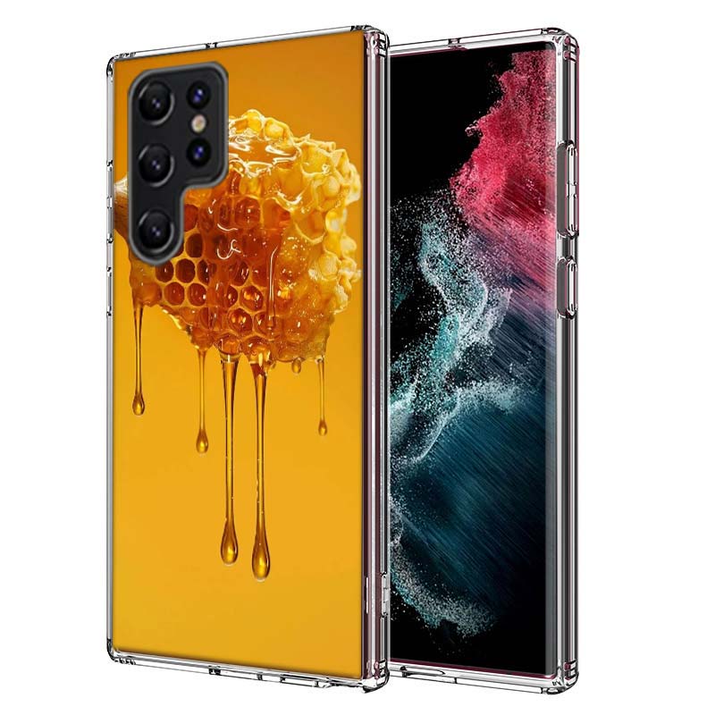 Golden Honey Dripping From Honeycomb Capa Phone Case For Samsung S26 Ultra S25 Edge Galaxy S23 S21 S20 S24 FE S22 S10 Plus Cover