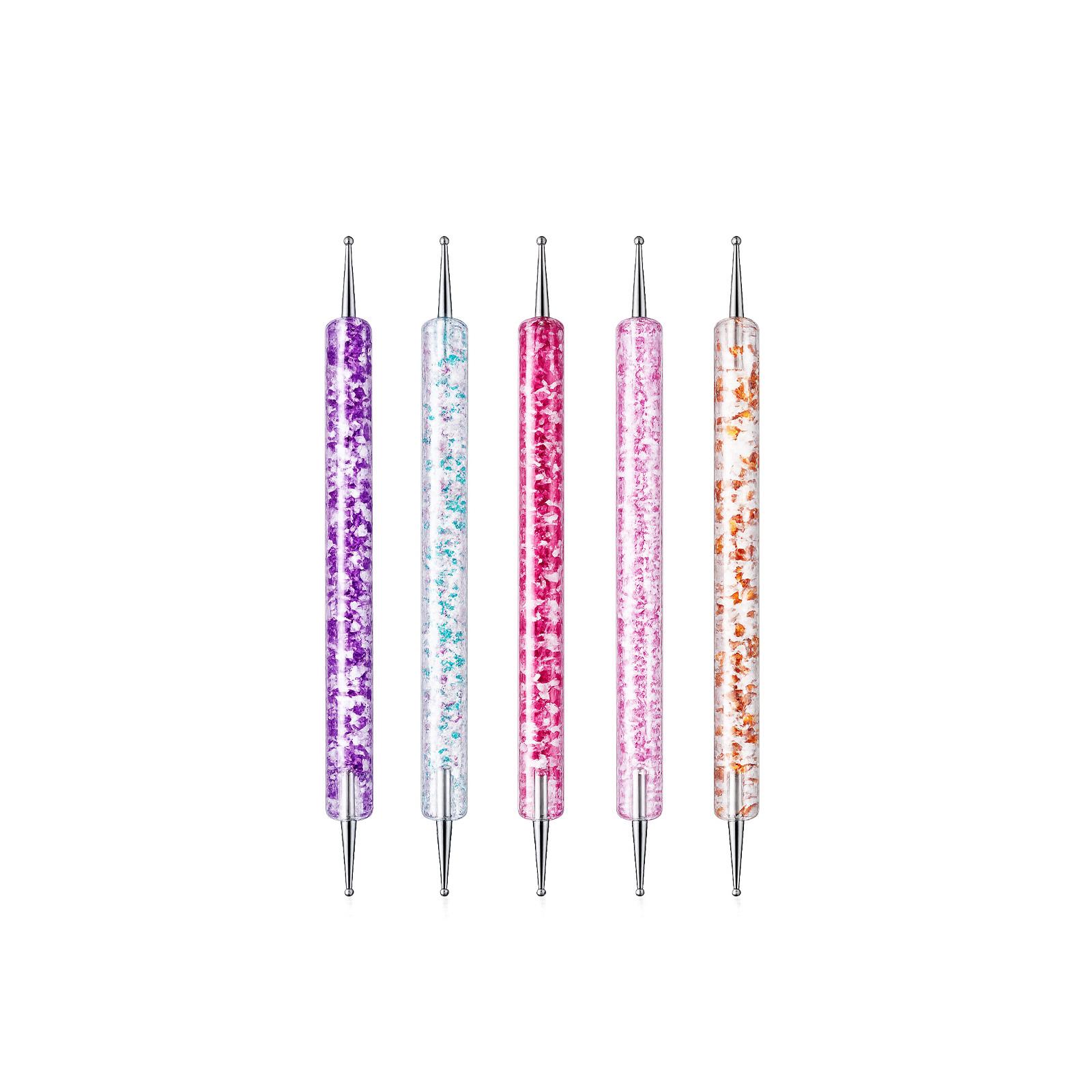 

Double Ended Dotting Tools Set 5 Pieces Nail Art Tools for Rhinestone Application and Painting with Glitter Filled Handles One Size
