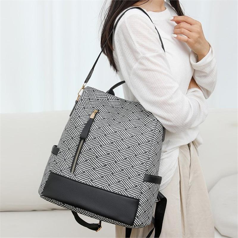 SchoolbagPU Backpack Women's 1011 New Simple Fashion Printing Large Capacity Women's Travel Backpack Mommy Bag