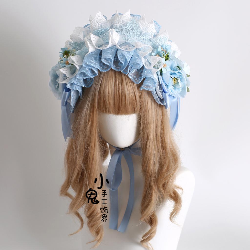 Head Jewelry Original Lolita Headband Purple Lolita Blue Lace Bow Hair Accessories