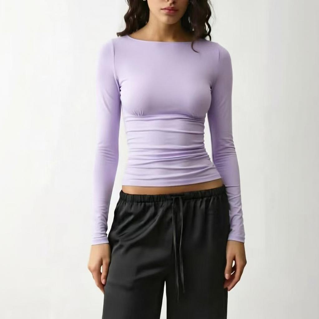 Damen Off-Shoulder Raffung Taille Slim Fit Cropped T-Shirt für Lässigen Sommer