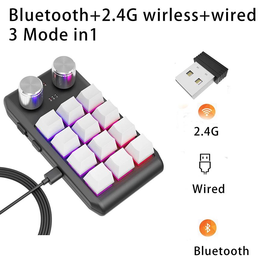 12 Keys 2 Knobs Macro Mini Keyboard USB Wired Bluetooth Programming Custom Mechanical Macropad Hot-swap Photoshop Gaming Keypad