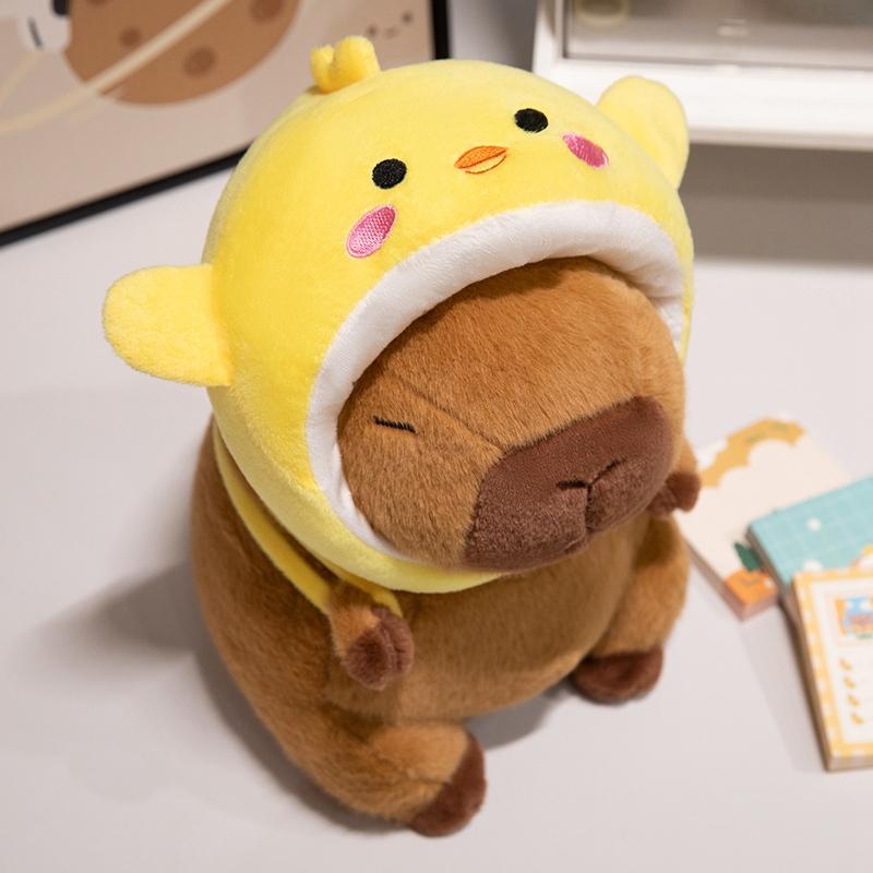 Shark Hat Capybara Plush Toy Simulation Animals Headband Doll Cute Doll Capibara Anime Fluffy Toy Soft Capybara Plush Doll