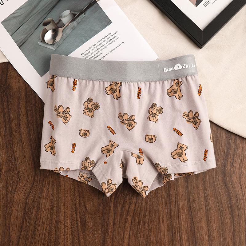 

Жіночі милі бавовняні боксери з ведмедиками - Зручна, дихаюча, антибактеріальна білизна середньої посадки для дівчат та студенток Large світло-сірий колір