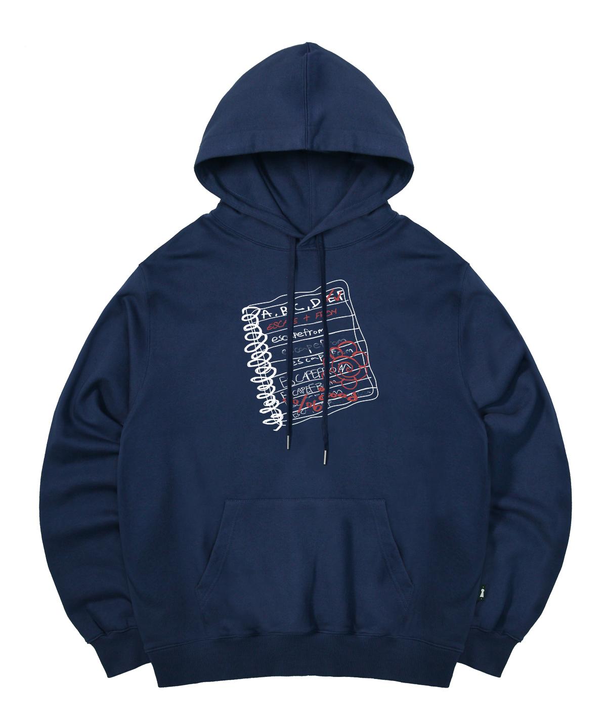 Escape From White Homework Print Hoodie Deep Blue L