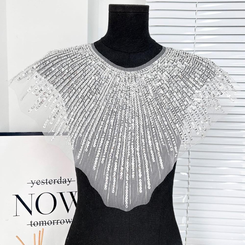 Embroidery Lace Frontal Rhinestone Applique Women's Clothing Apparel Wedding Party Performance