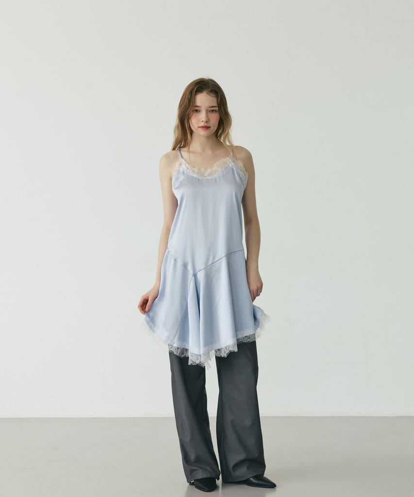 Linte Satin Lace Dress Blue