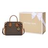 Michael Kors MK Mercer Monogram Logo Vintage Leather Tote Bag Small Women Handbags Dark-Brown Acorn-Brown 35F2GM9S1B-200
