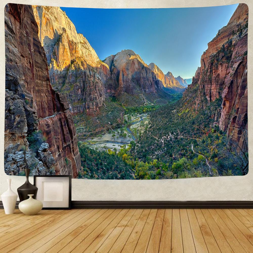 Mountains Tapestry Hanging Cloth, Landscape Wall Hanging Room Decoration Cloth, Ins Tapestry Tablecloth