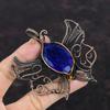 Faceted Blue Sapphire Pendant Copper Wire Wrapped Handmade Pendant Butterfly Pendant Gemstone Copper Jewelry Gift For Him Wire Wrap Jewelry