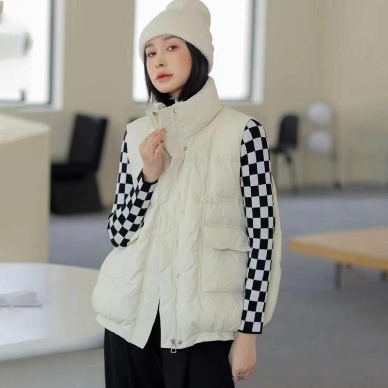 Down vest women's 2024 new style duck down jacket short down jacket women's vest hair vest jacket