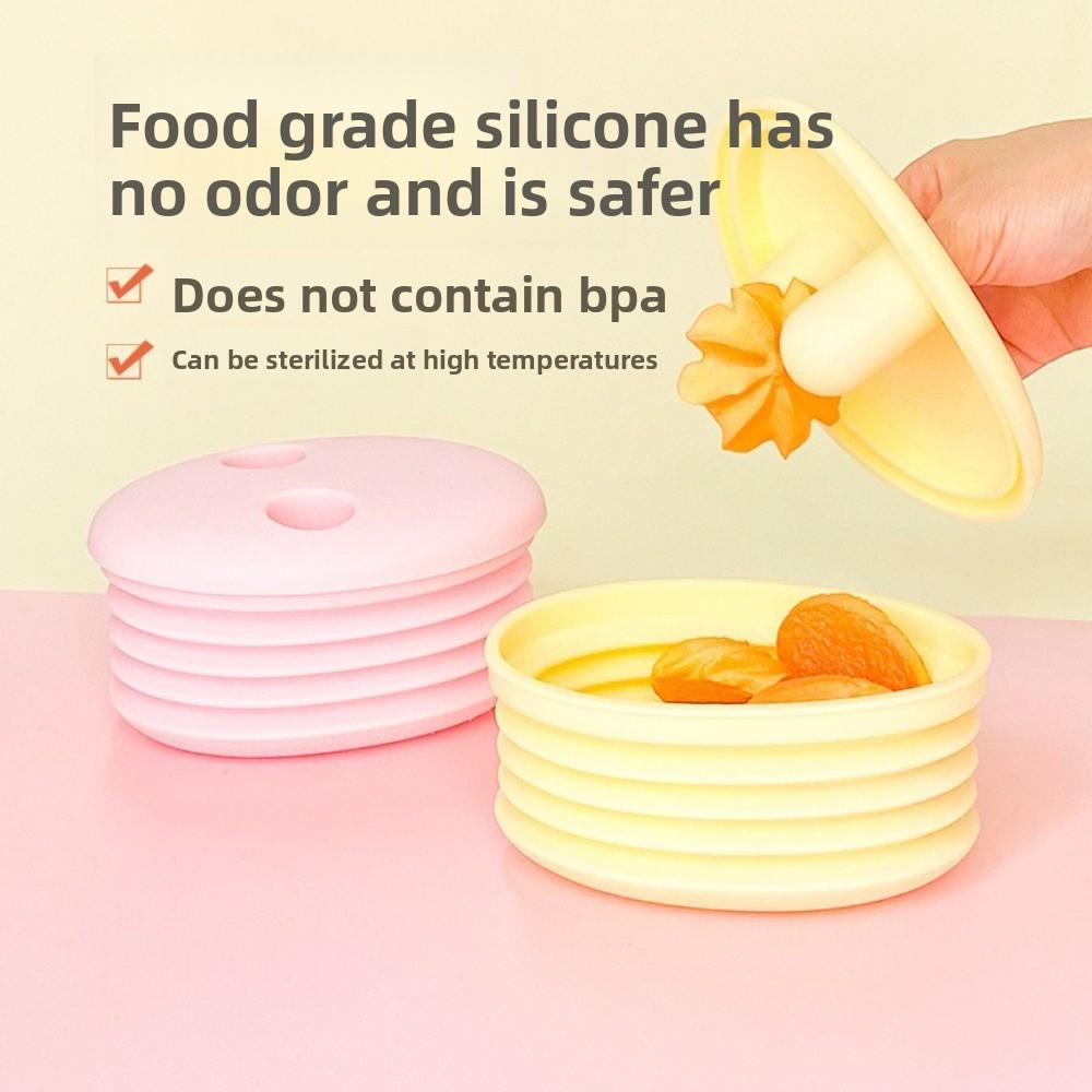 Ny Silikon Kladdfri Snacksbox Smutsavvisande Vikbar Nötsnacksförvaringsbehållare Med Lock Matlåda för Kladdfritt Ätande