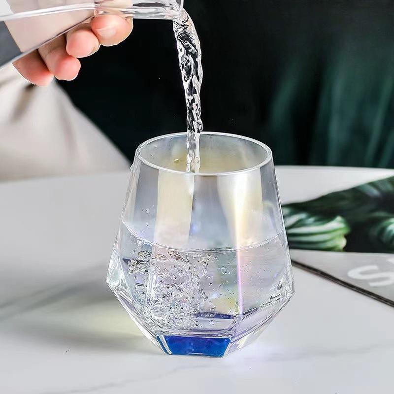 Hexagonal Colorful Cup Transparent Drinkware Household Juice Cup Creative Stylish Whiskey Glass Suitable for Giving To Friends