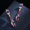 Simulation Colorful Tourmaline Earrings Impact Color Fashionable Earrings Super Sparkling Zirconium Round Face Slim Long Earrings